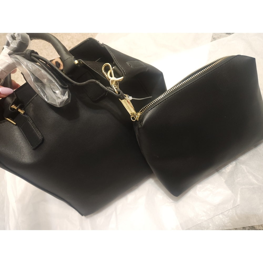 🆕️ NWT! Steve Madden Black Purse with Leopard Scarf & Matching Makeup Bag - Picture 14 of 14